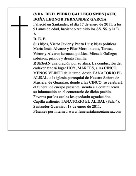 DOÑA LEONOR FERNANDEZ GARCIA