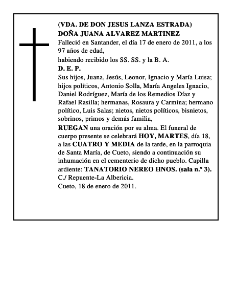 DOÑA JUANA ALVAREZ MARTINEZ