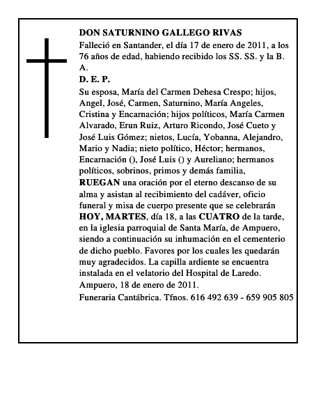 DON SATURNINO GALLEGO RIVAS