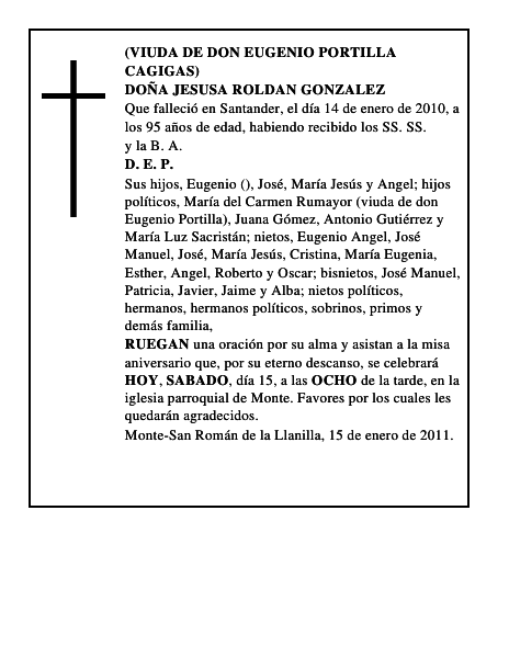 DOÑA JESUSA ROLDAN GONZALEZ