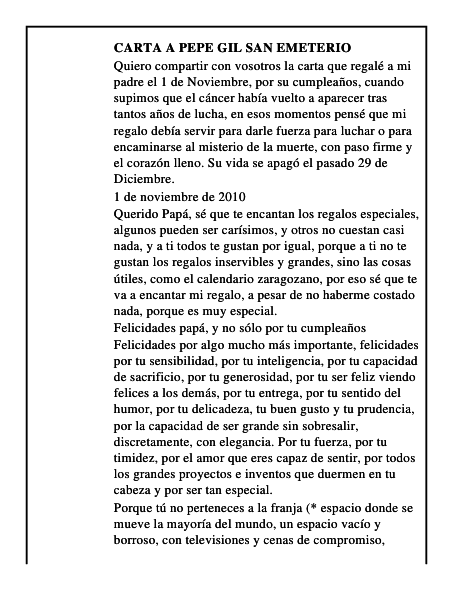 Carta a Pepe Gil San Emeterio