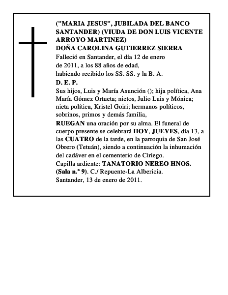 DOÑA CAROLINA GUTIERREZ SIERRA