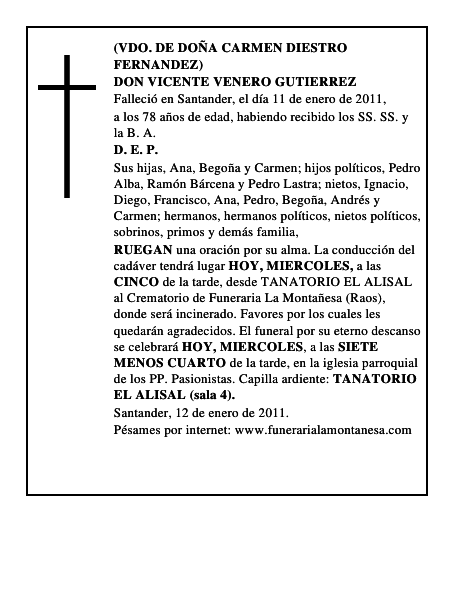 DON VICENTE VENERO GUTIERREZ