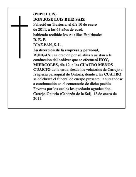 QUINTO ANIVERSARIO DEL SEÑOR DON BERNARDO RUIZ VARELA (BERNARDO NEREO) DOUDECIMO DE SU ESP