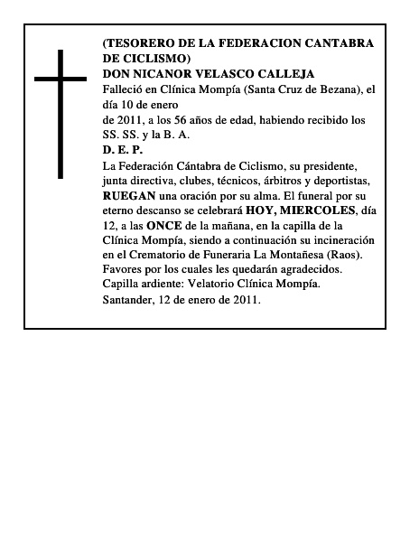 DON NICANOR VELASCO CALLEJA