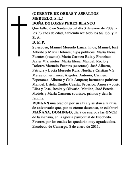 DOÑA DOLORES PEREZ BLANCO