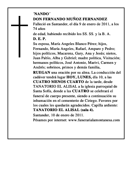 DON FERNANDO MUÑOZ FERNANDEZ