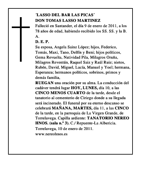 DON TOMAS LASSO MARTINEZ
