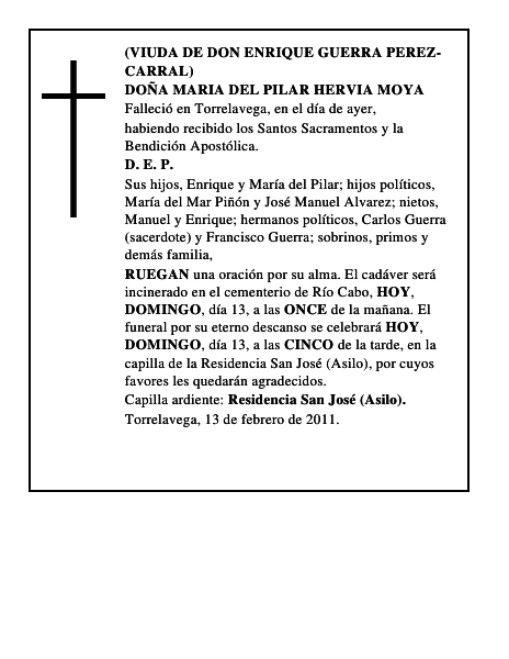 DOÑA MARIA DEL PILAR HERVIA MOYA