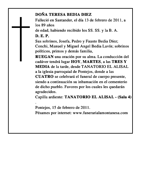 DOÑA TERESA BEDIA DIEZ