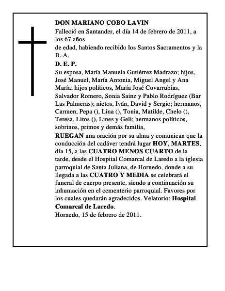 DON MARIANO COBO LAVIN
