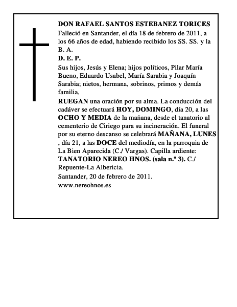 DON RAFAEL SANTOS ESTEBANEZ TORICES