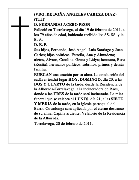 D. FERNANDO ACEBO PEON