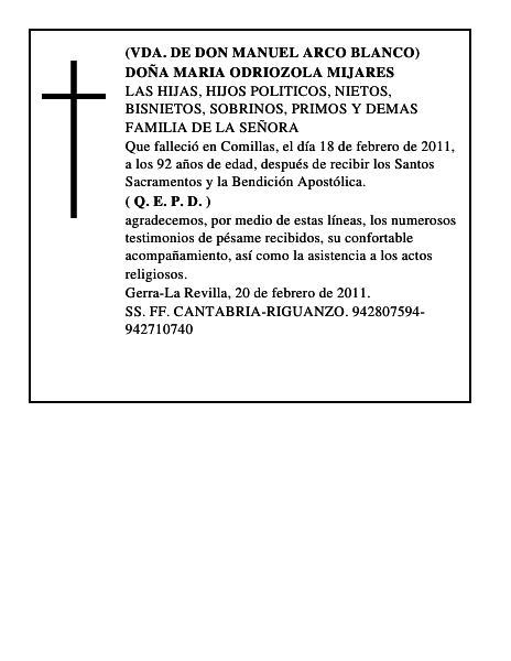 DOÑA MARIA ODRIOZOLA MIJARES