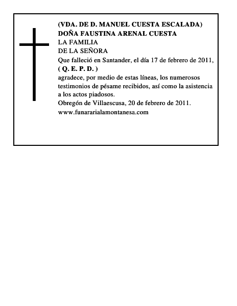 DOÑA FAUSTINA ARENAL CUESTA