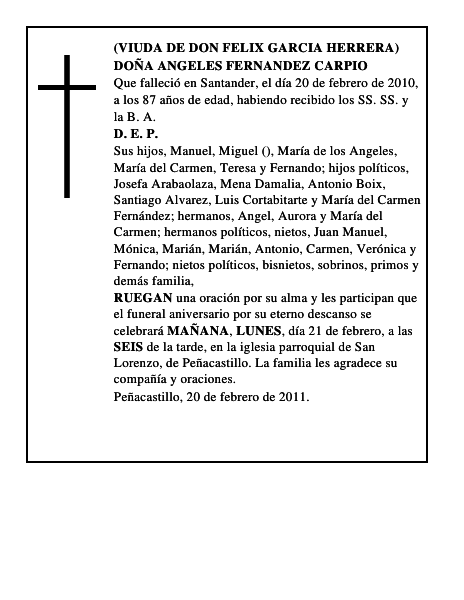 DOÑA ANGELES FERNANDEZ CARPIO