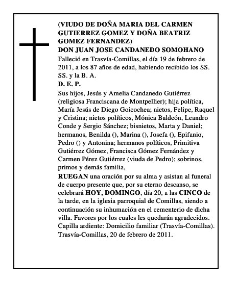 DON JUAN JOSE CANDANEDO SOMOHANO