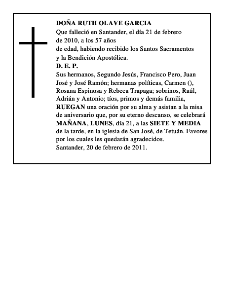 DOÑA RUTH OLAVE GARCIA