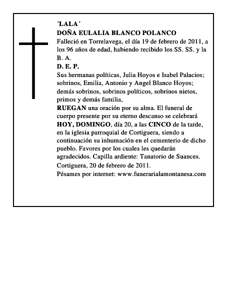 DOÑA EULALIA BLANCO POLANCO