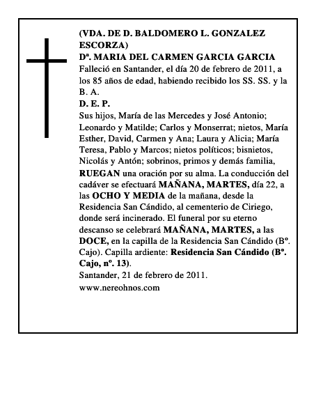 Dª. MARIA DEL CARMEN GARCIA GARCIA