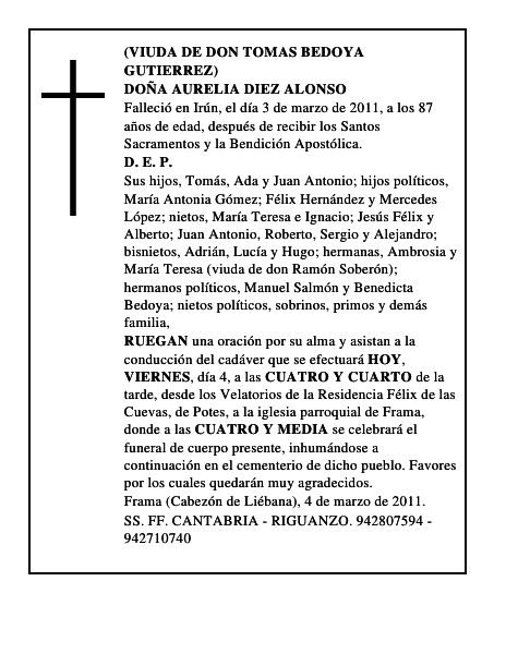 DOÑA AURELIA DIEZ ALONSO