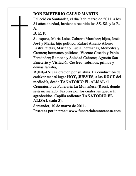 DON EMETERIO CALVO MARTIN