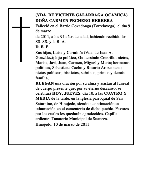 DOÑA CARMEN PECHERO HERRERA