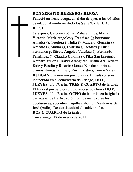 DON SERAPIO HERREROS HIJOSA