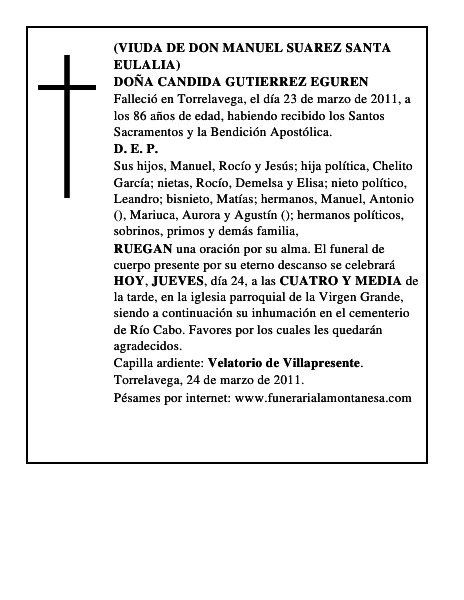 DOÑA CANDIDA GUTIERREZ EGUREN