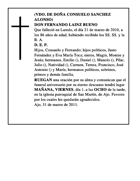 DON FERNANDO LAINZ BUENO