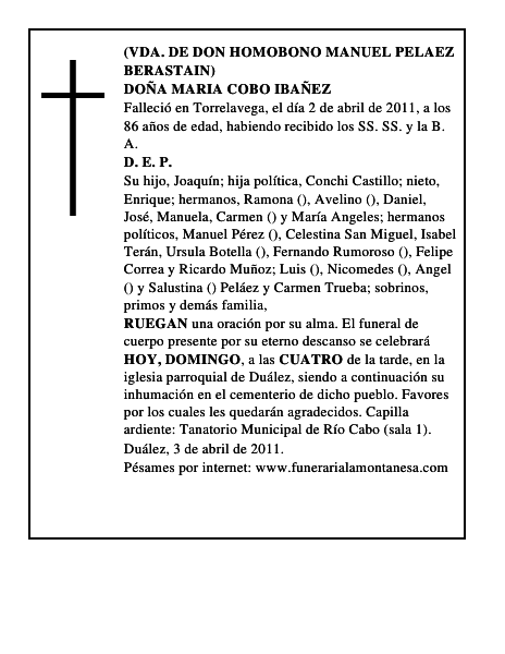 DOÑA MARIA COBO IBAÑEZ