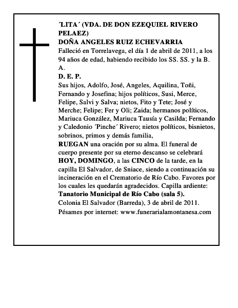 DOÑA ANGELES RUIZ ECHEVARRIA