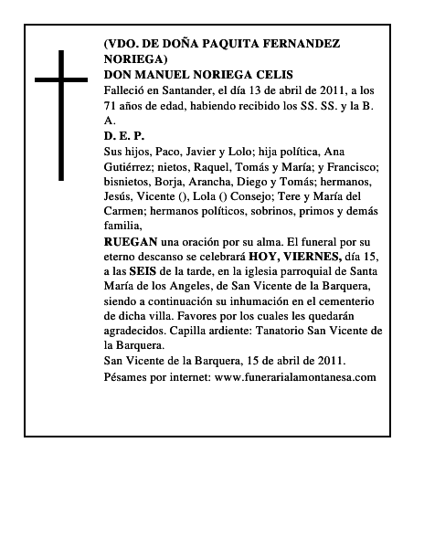 DON MANUEL NORIEGA CELIS