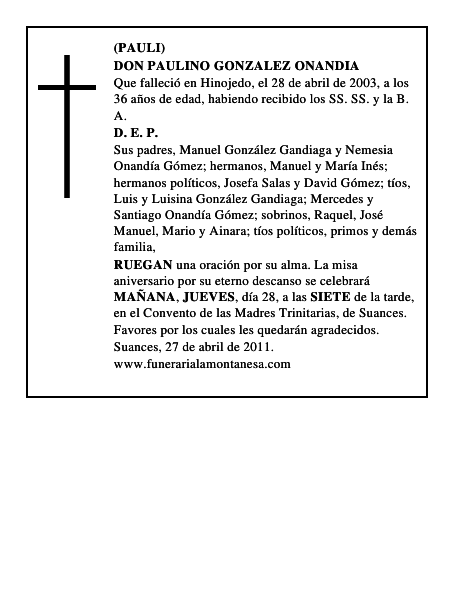 DON PAULINO GONZALEZ ONANDIA