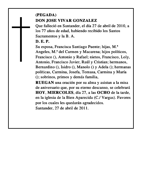 DON JOSE VIVAR GONZALEZ