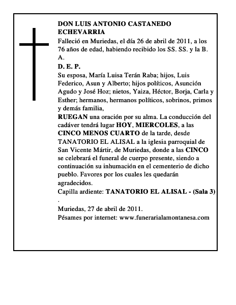 DON LUIS ANTONIO CASTANEDO ECHEVARRIA