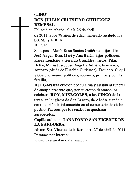 DON JULIAN CELESTINO GUTIERREZ REMESAL