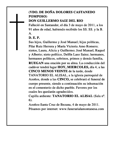 DON GUILLERMO SAIZ DEL RIO