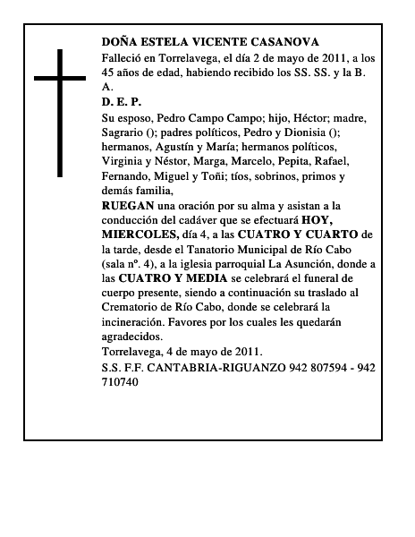DOÑA ESTELA VICENTE CASANOVA