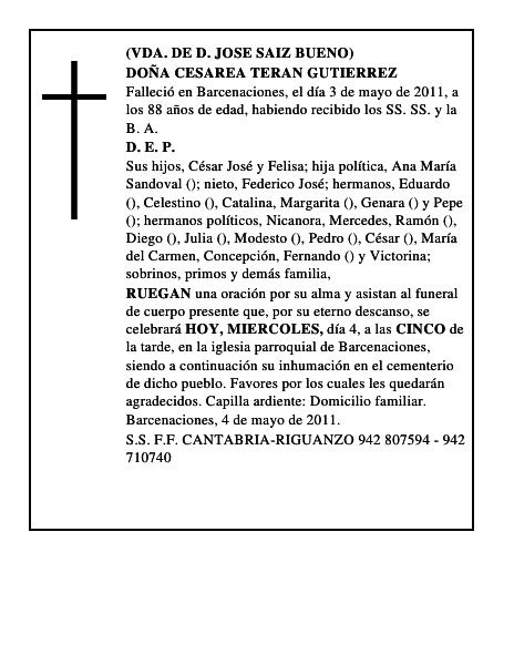 DOÑA CESAREA TERAN GUTIERREZ