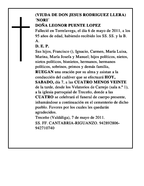 DOÑA LEONOR PUENTE LOPEZ