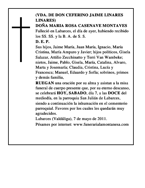 DOÑA MARIA ROSA CASENAVE MONTAVES