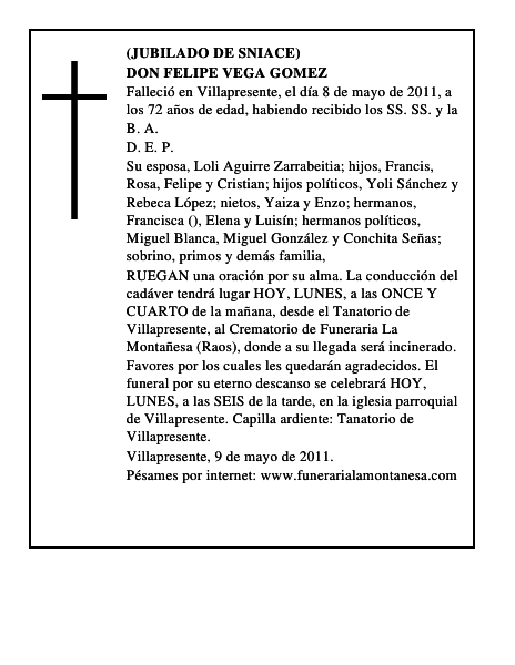 DON FELIPE VEGA GOMEZ