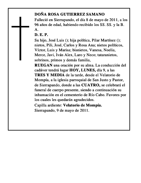 DOÑA ROSA GUTIERREZ SAMANO