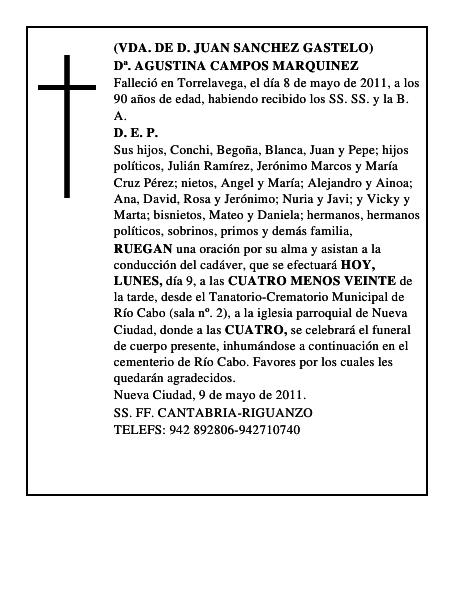 Dª. AGUSTINA CAMPOS MARQUINEZ