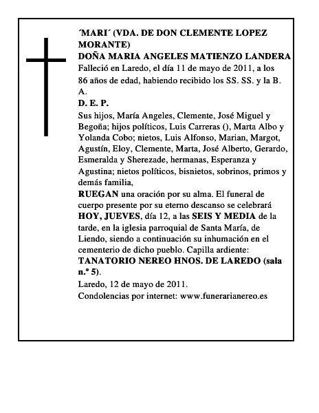 DOÑA MARIA ANGELES MATIENZO LANDERA