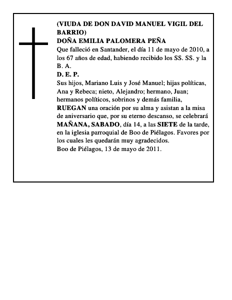 DOÑA EMILIA PALOMERA PEÑA