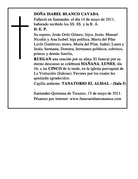 DOÑA ISABEL BLANCO CAVADA