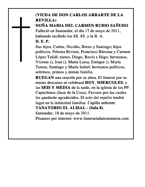 DOÑA MARIA DEL CARMEN RUBIO SAÑUDO