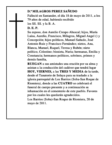 D.ª MILAGROS PEREZ SAÑUDO